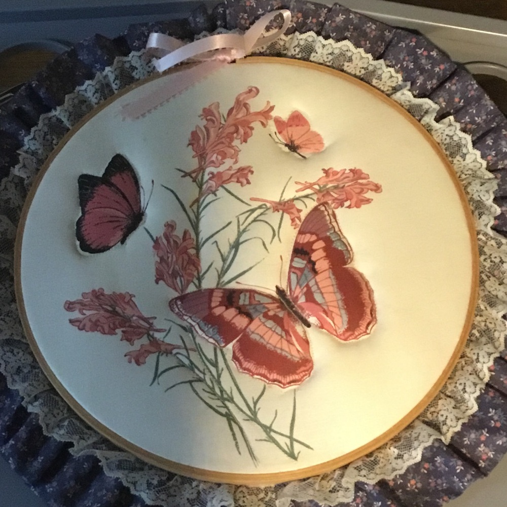 Embroidered Butterfly Wall Art